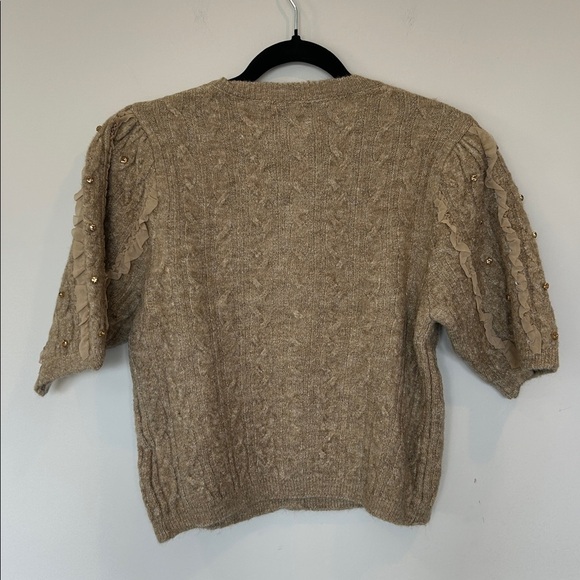 Maeve Beaded Ruffle Short Sleeve Cardigan NWT - Picture 10 of 10